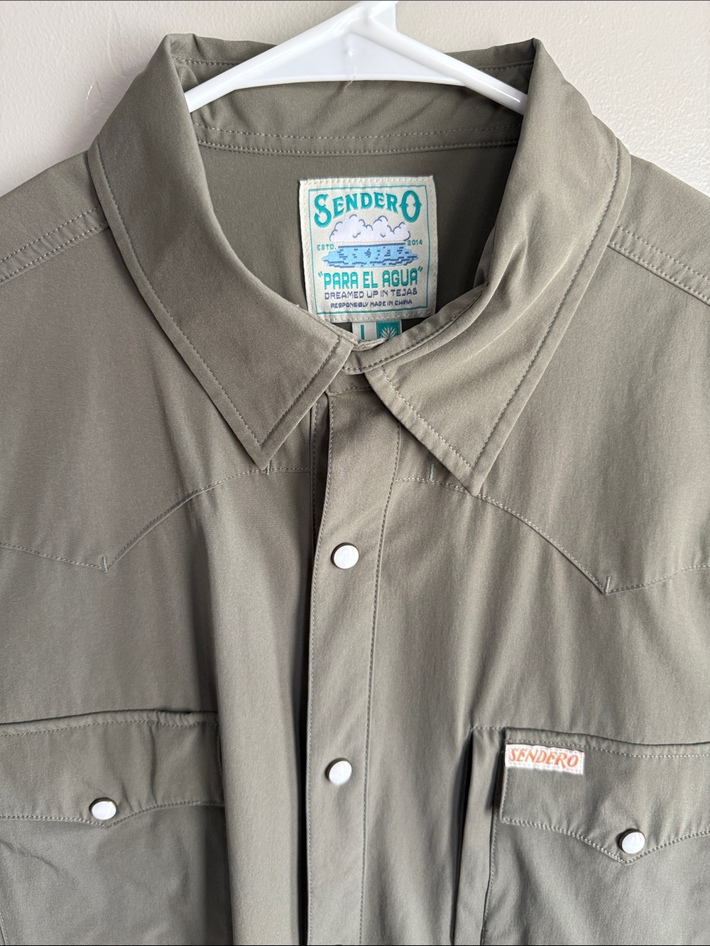 Sendero Olive Green Snap-Front Shirt - Picture 1 of 7